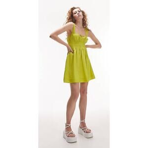 Topshop Channeled Mini Dress in Chartreuse NWT Size 12